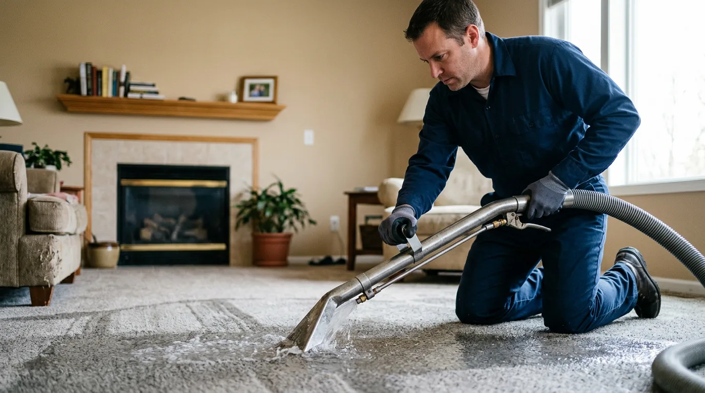 Water damage restoration technician working near Van Horn, TX